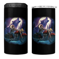 Native American Rider 4 in 1 Can Cooler Tumbler Vintage Indian American Motorcycle Wolf - Wonder Print Shop