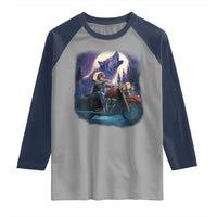 Native American Rider Raglan Shirt Vintage Indian American Motorcycle Wolf - Wonder Print Shop