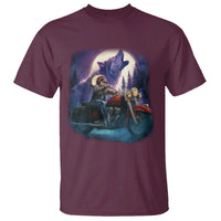 Native American Rider T Shirt Vintage Indian American Motorcycle Wolf - Wonder Print Shop