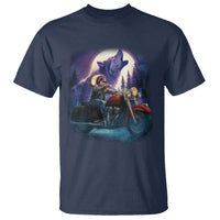 Native American Rider T Shirt Vintage Indian American Motorcycle Wolf - Wonder Print Shop