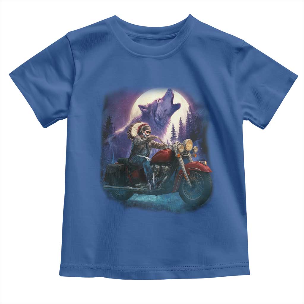 Native American Rider Toddler T Shirt Vintage Indian American Motorcycle Wolf - Wonder Print Shop