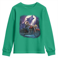 Native American Rider Youth Sweatshirt Vintage Indian American Motorcycle Wolf - Wonder Print Shop