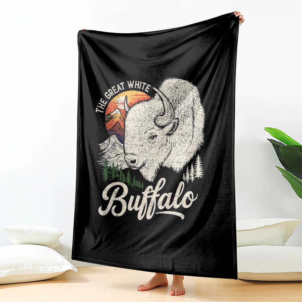 The Great White Buffalo Throw Blanket Native American Sacred Spirit Animal - Wonder Print Shop