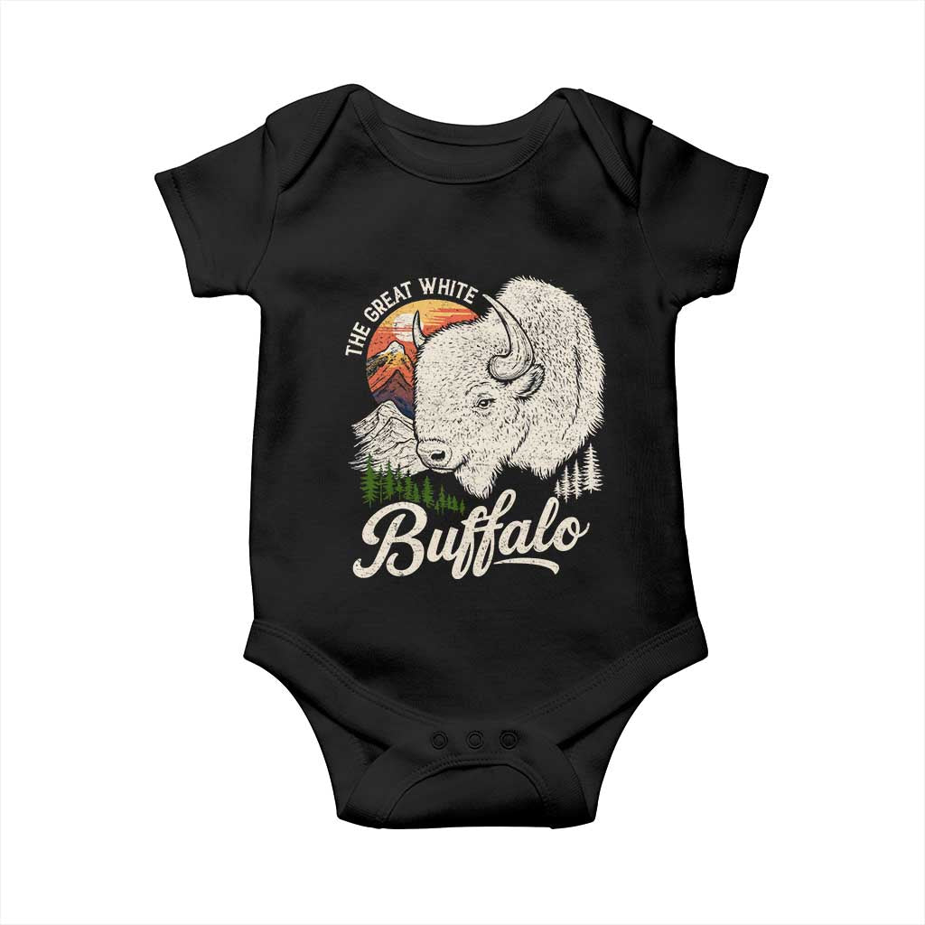 The Great White Buffalo Baby Onesie Native American Sacred Spirit Animal - Wonder Print Shop