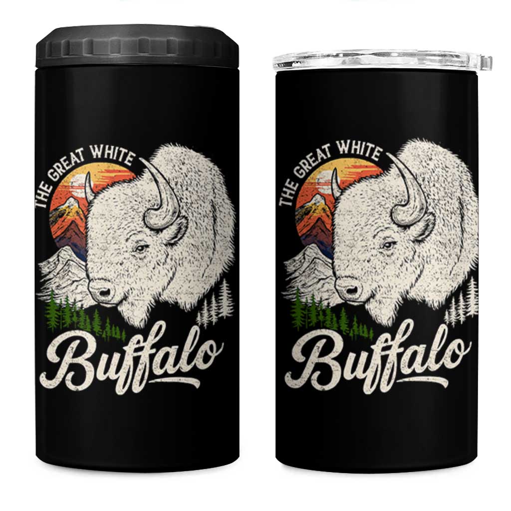 The Great White Buffalo 4 in 1 Can Cooler Tumbler Native American Sacred Spirit Animal - Wonder Print Shop