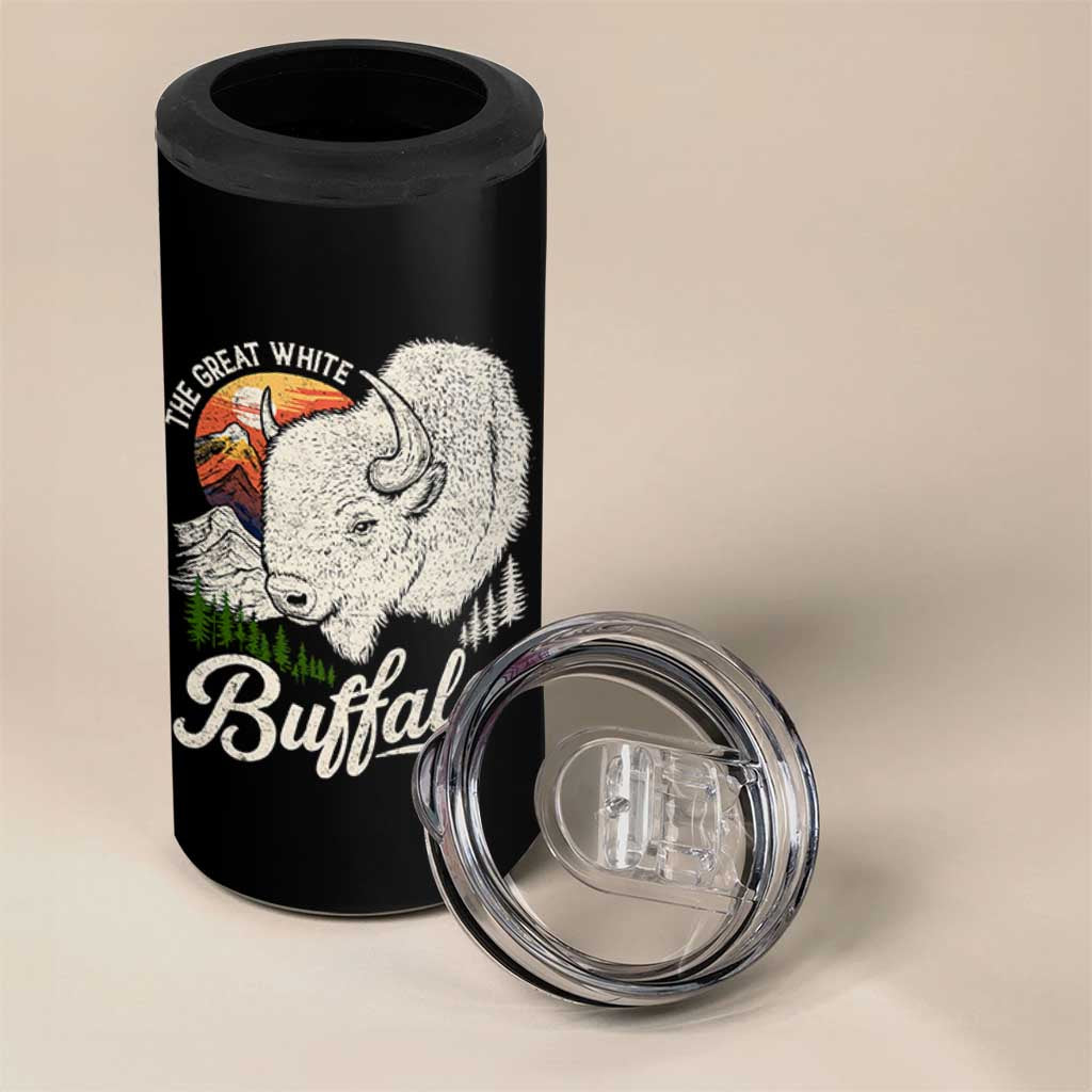 The Great White Buffalo 4 in 1 Can Cooler Tumbler Native American Sacred Spirit Animal - Wonder Print Shop