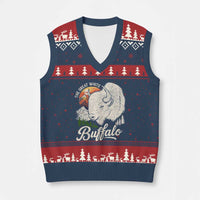 The Great White Buffalo V-Neck Knit Sweater Vest Native American Sacred Spirit Animal - Wonder Print Shop