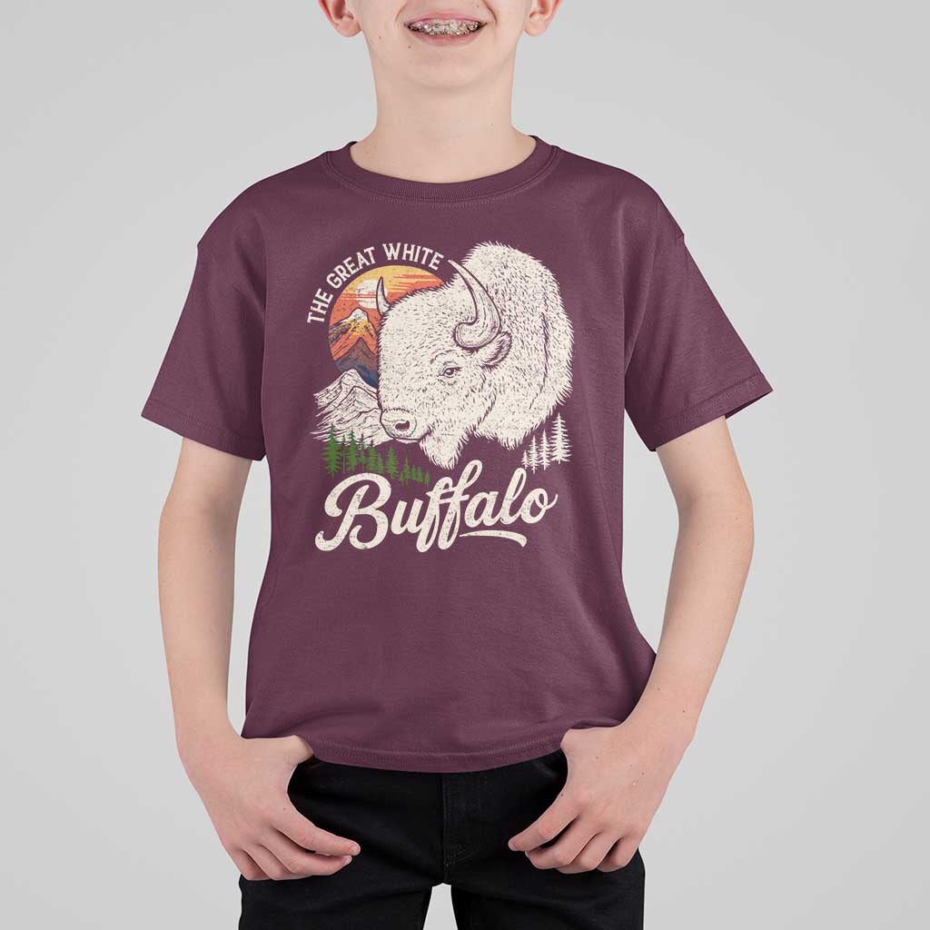 The Great White Buffalo T Shirt For Kid Native American Sacred Spirit Animal - Wonder Print Shop