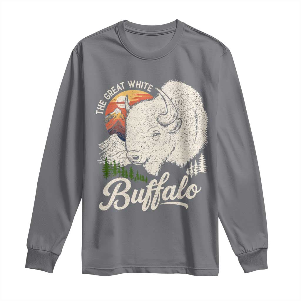 The Great White Buffalo Long Sleeve Shirt Native American Sacred Spirit Animal - Wonder Print Shop