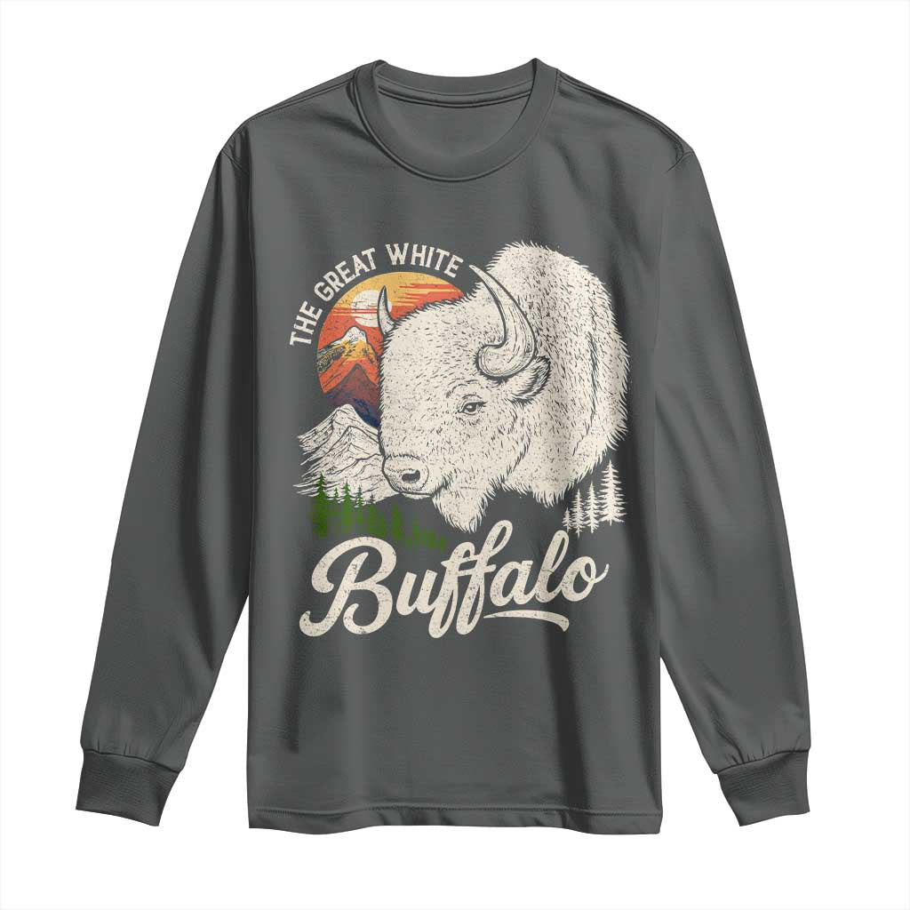 The Great White Buffalo Long Sleeve Shirt Native American Sacred Spirit Animal - Wonder Print Shop