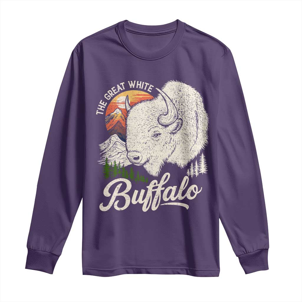 The Great White Buffalo Long Sleeve Shirt Native American Sacred Spirit Animal - Wonder Print Shop