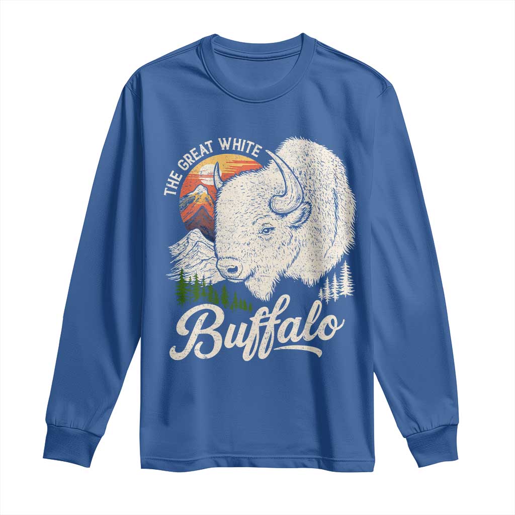 The Great White Buffalo Long Sleeve Shirt Native American Sacred Spirit Animal - Wonder Print Shop