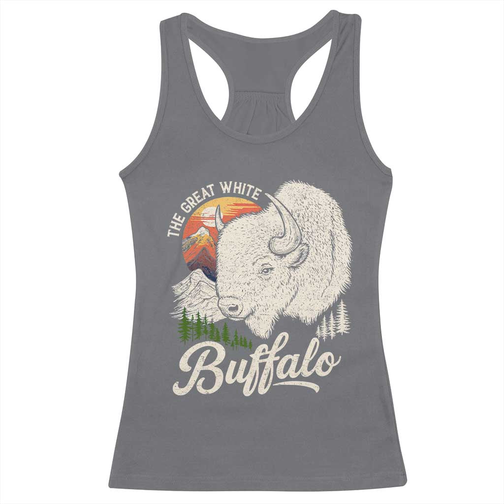 The Great White Buffalo Racerback Tank Top Native American Sacred Spirit Animal - Wonder Print Shop