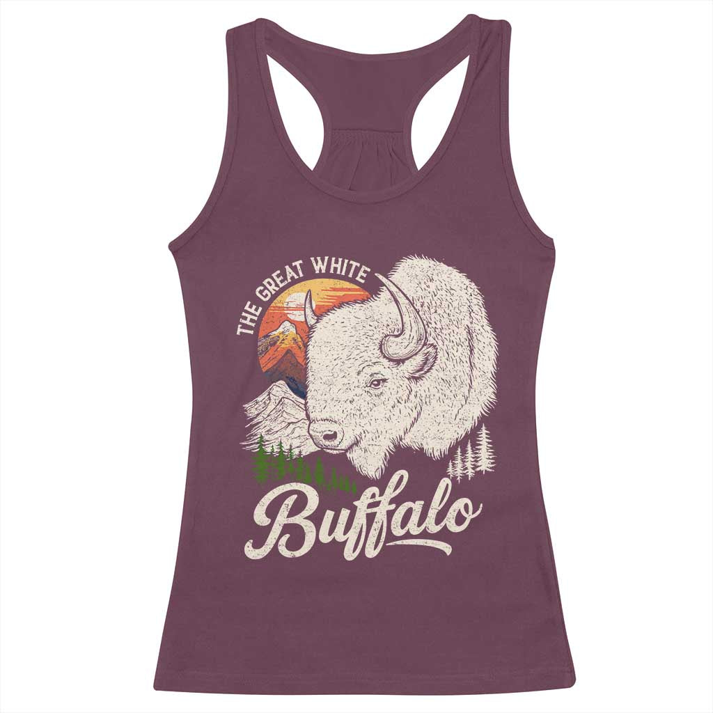 The Great White Buffalo Racerback Tank Top Native American Sacred Spirit Animal - Wonder Print Shop