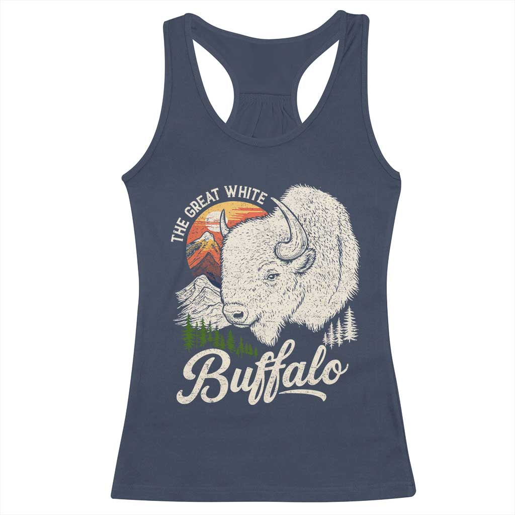 The Great White Buffalo Racerback Tank Top Native American Sacred Spirit Animal - Wonder Print Shop