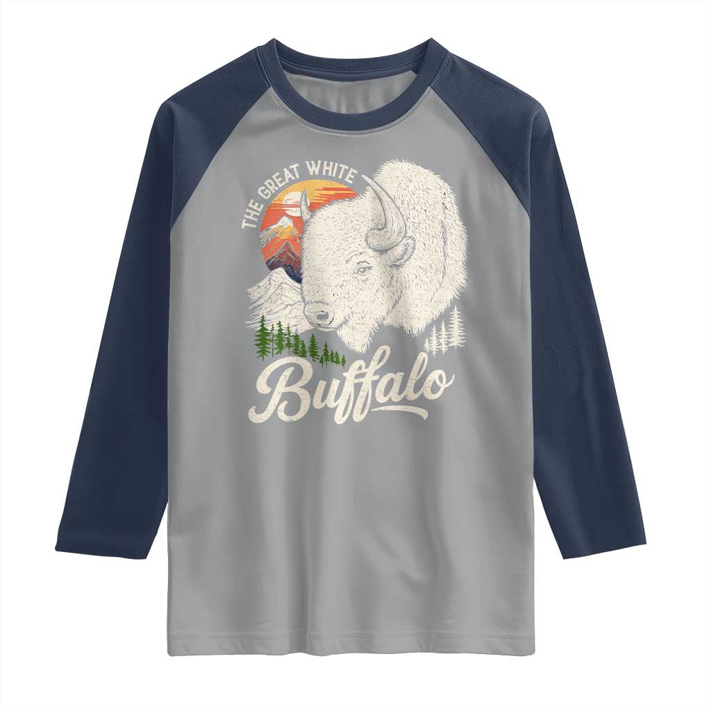 The Great White Buffalo Raglan Shirt Native American Sacred Spirit Animal - Wonder Print Shop