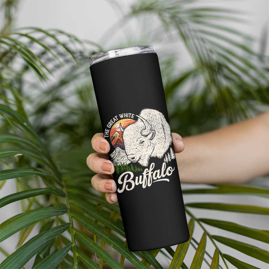 The Great White Buffalo Skinny Tumbler Native American Sacred Spirit Animal - Wonder Print Shop
