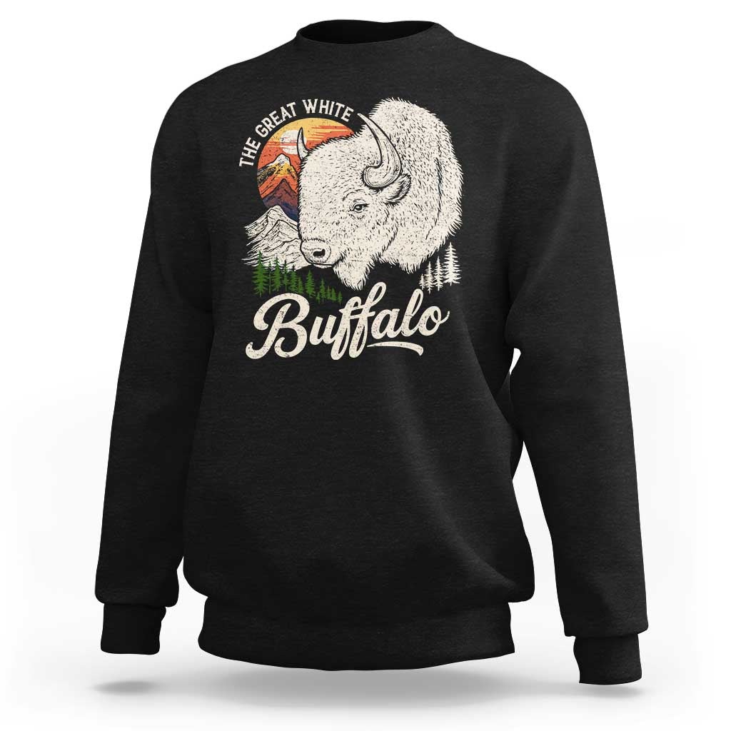The Great White Buffalo Sweatshirt Native American Sacred Spirit Animal - Wonder Print Shop