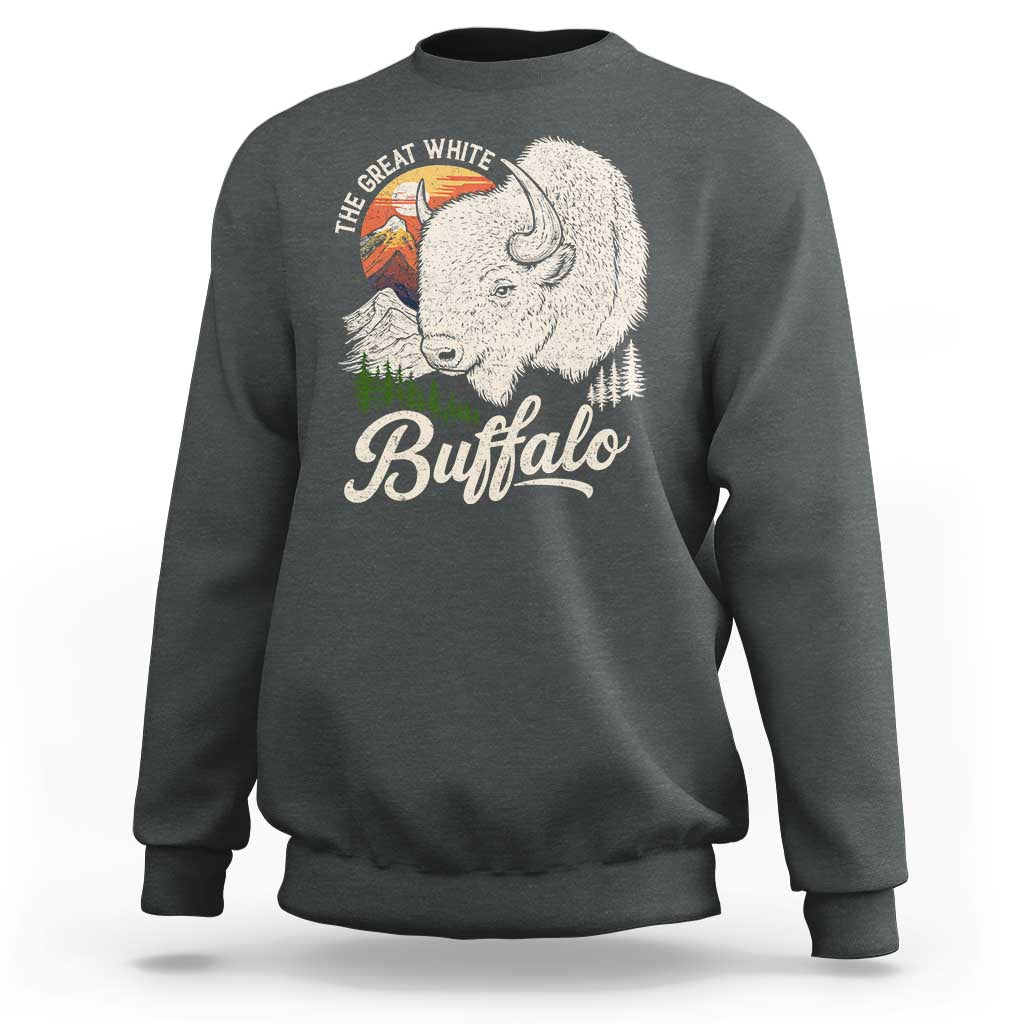 The Great White Buffalo Sweatshirt Native American Sacred Spirit Animal - Wonder Print Shop