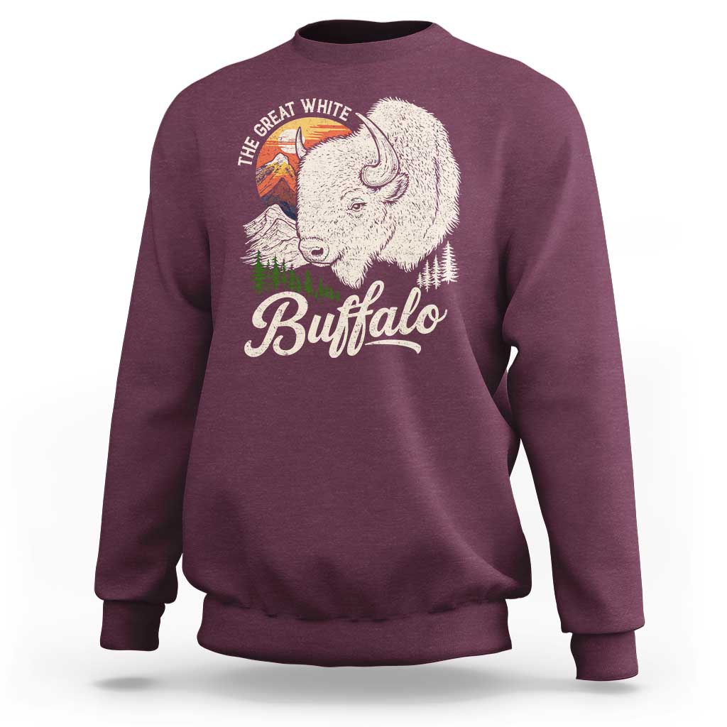 The Great White Buffalo Sweatshirt Native American Sacred Spirit Animal - Wonder Print Shop