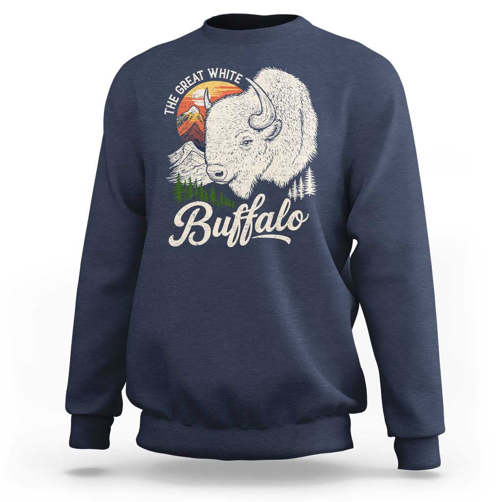 The Great White Buffalo Sweatshirt Native American Sacred Spirit Animal - Wonder Print Shop