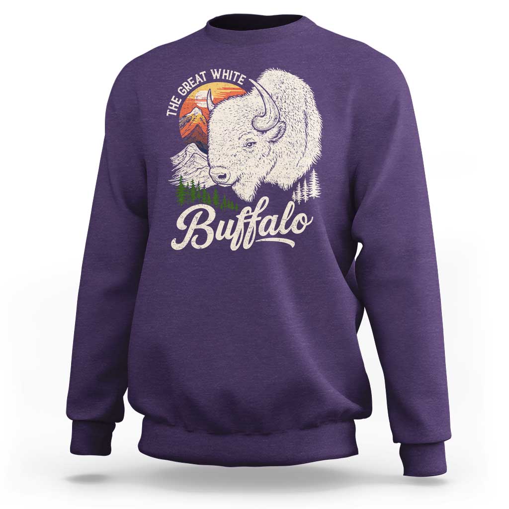 The Great White Buffalo Sweatshirt Native American Sacred Spirit Animal - Wonder Print Shop