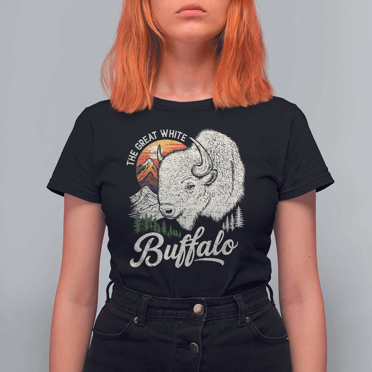The Great White Buffalo T Shirt For Women Native American Sacred Spirit Animal - Wonder Print Shop