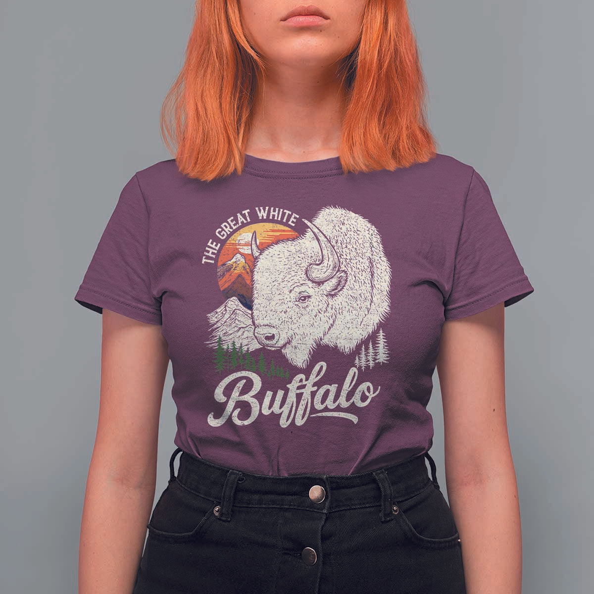 The Great White Buffalo T Shirt For Women Native American Sacred Spirit Animal - Wonder Print Shop