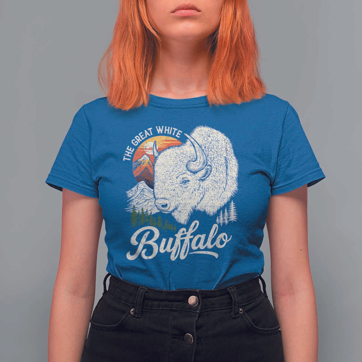 The Great White Buffalo T Shirt For Women Native American Sacred Spirit Animal - Wonder Print Shop