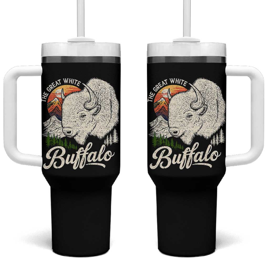 The Great White Buffalo Tumbler With Handle Native American Sacred Spirit Animal - Wonder Print Shop