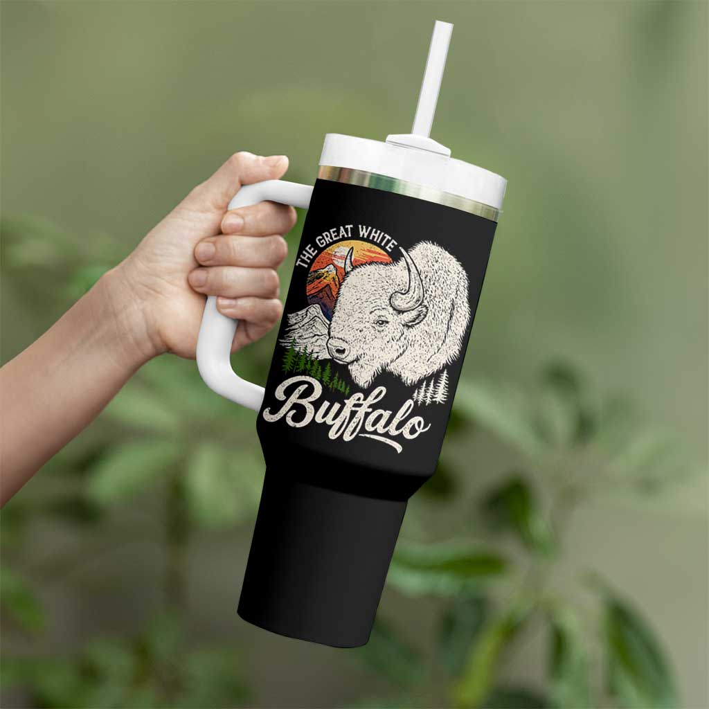 The Great White Buffalo Tumbler With Handle Native American Sacred Spirit Animal - Wonder Print Shop