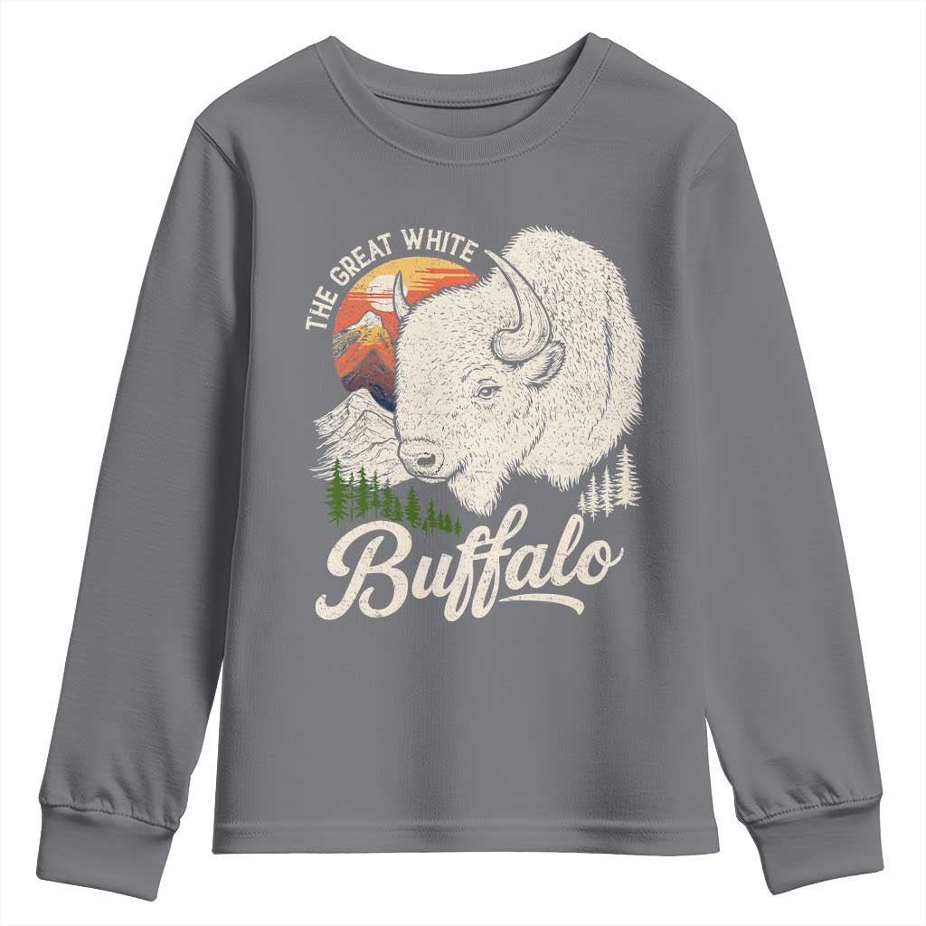 The Great White Buffalo Youth Sweatshirt Native American Sacred Spirit Animal - Wonder Print Shop