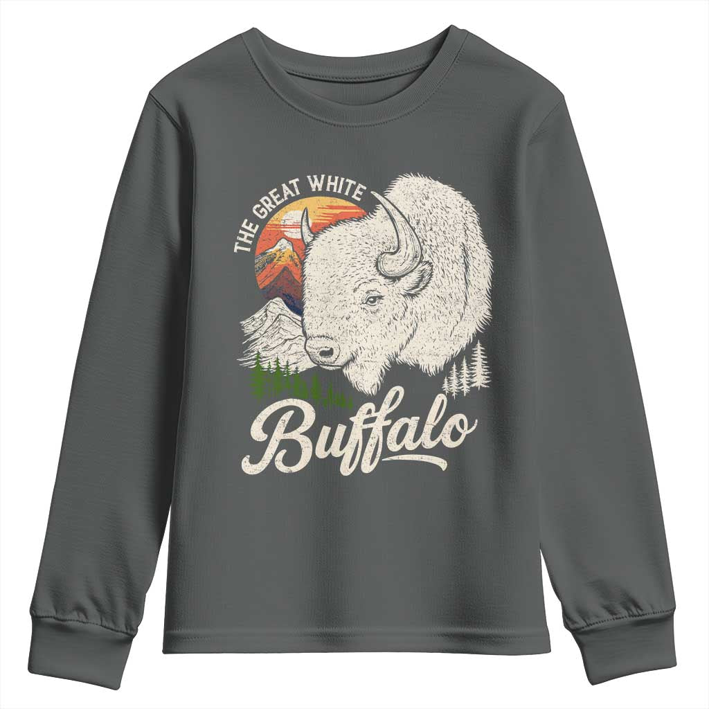 The Great White Buffalo Youth Sweatshirt Native American Sacred Spirit Animal - Wonder Print Shop