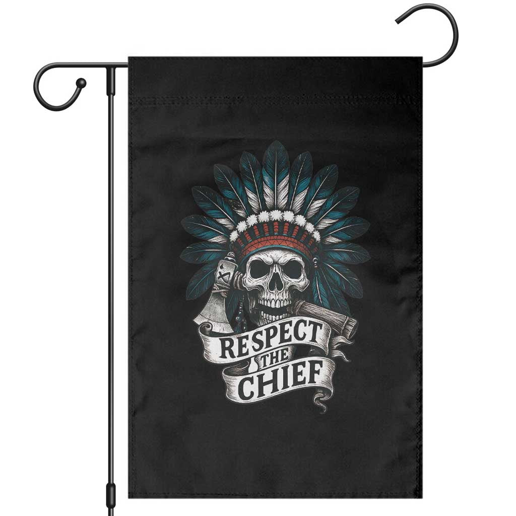 Native American Respect The Chief Garden Flag Indian Tribal Skull Headdress - Wonder Print Shop