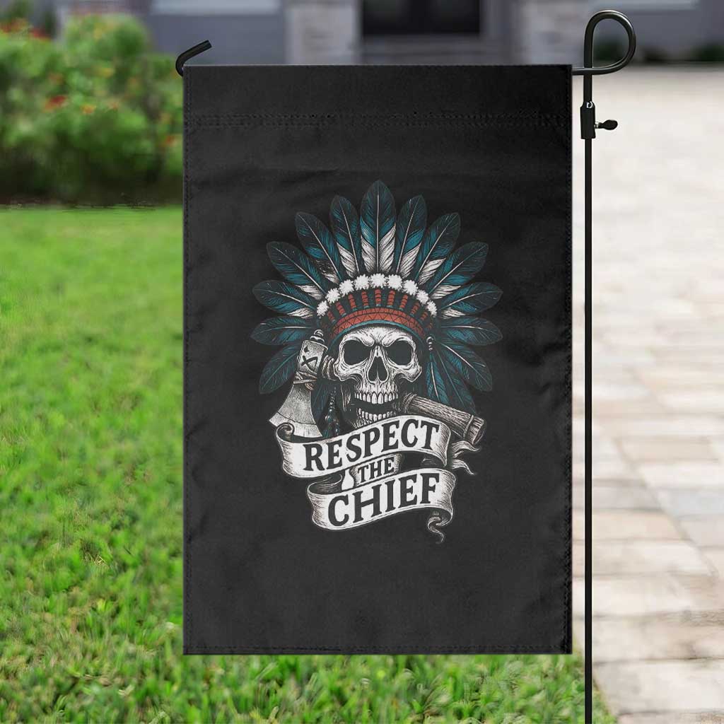 Native American Respect The Chief Garden Flag Indian Tribal Skull Headdress - Wonder Print Shop