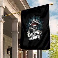 Native American Respect The Chief Garden Flag Indian Tribal Skull Headdress - Wonder Print Shop