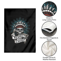 Native American Respect The Chief Garden Flag Indian Tribal Skull Headdress - Wonder Print Shop