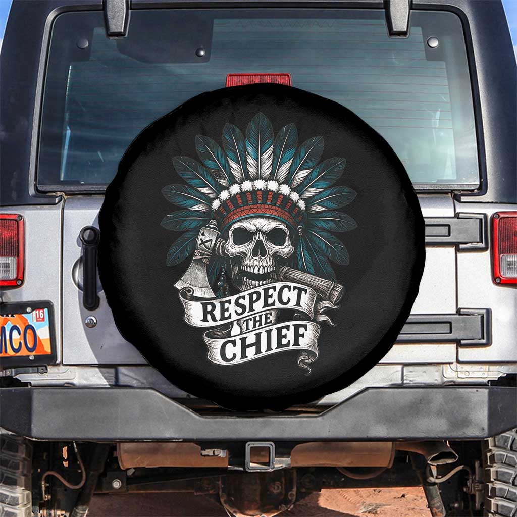 Native American Respect The Chief Spare Tire Cover Indian Tribal Skull Headdress - Wonder Print Shop