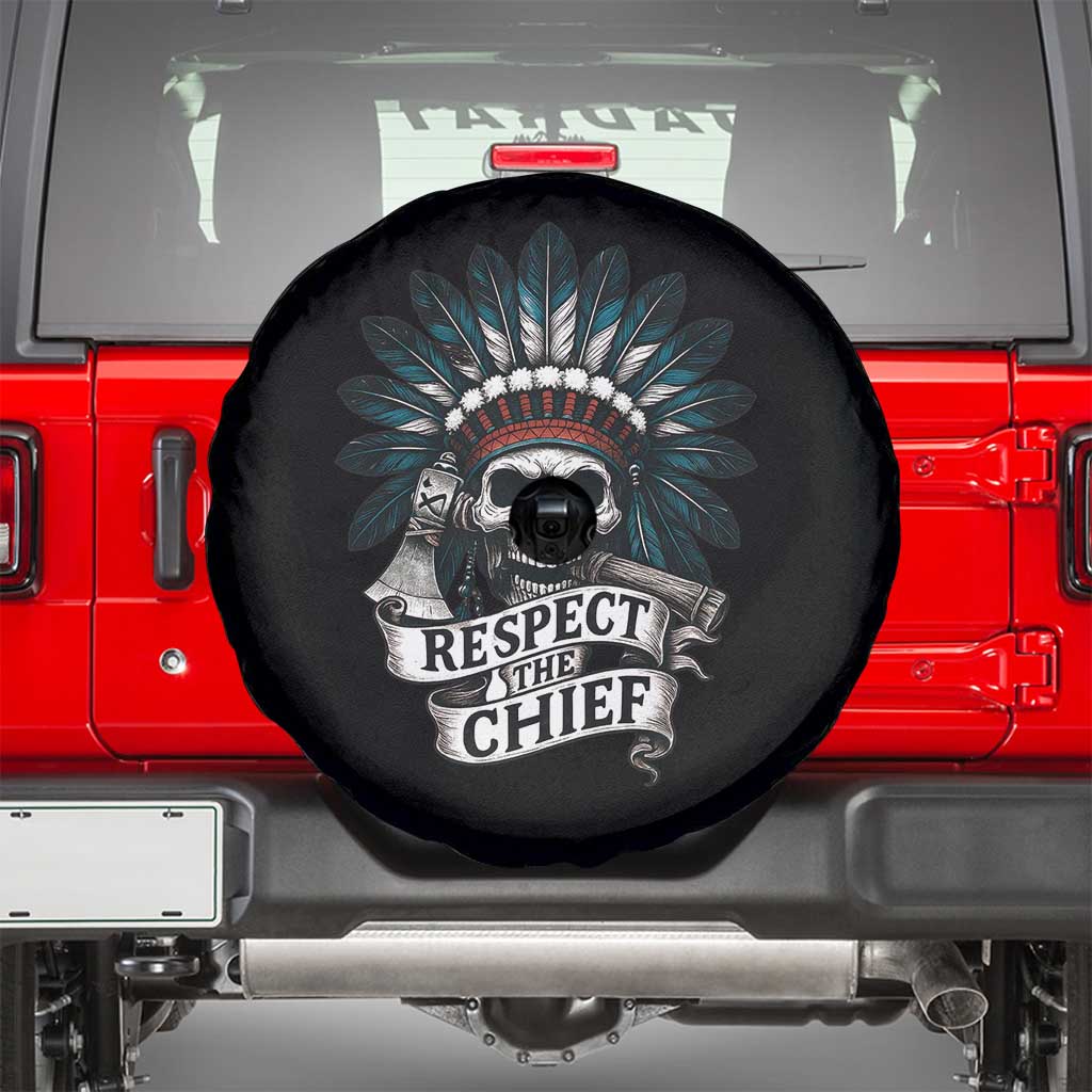 Native American Respect The Chief Spare Tire Cover Indian Tribal Skull Headdress - Wonder Print Shop