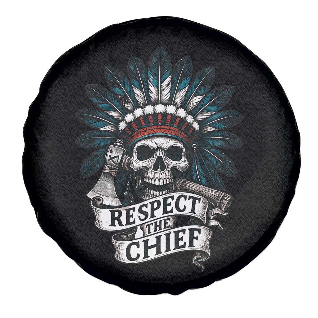 Native American Respect The Chief Spare Tire Cover Indian Tribal Skull Headdress - Wonder Print Shop