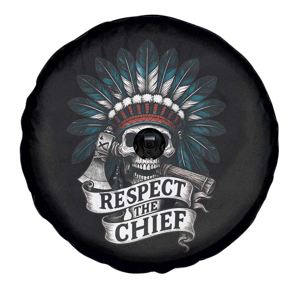 Native American Respect The Chief Spare Tire Cover Indian Tribal Skull Headdress - Wonder Print Shop