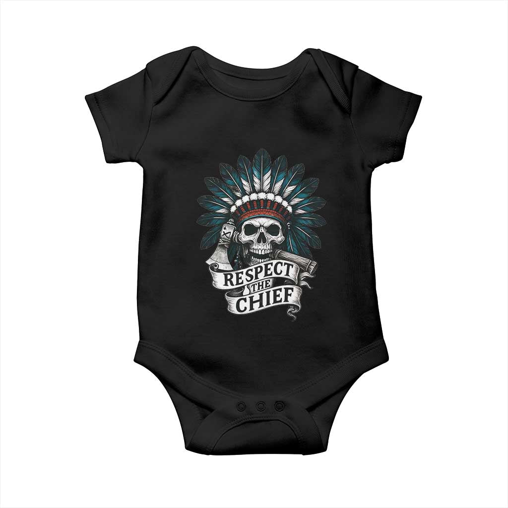 Native American Respect The Chief Baby Onesie Indian Tribal Skull Headdress - Wonder Print Shop