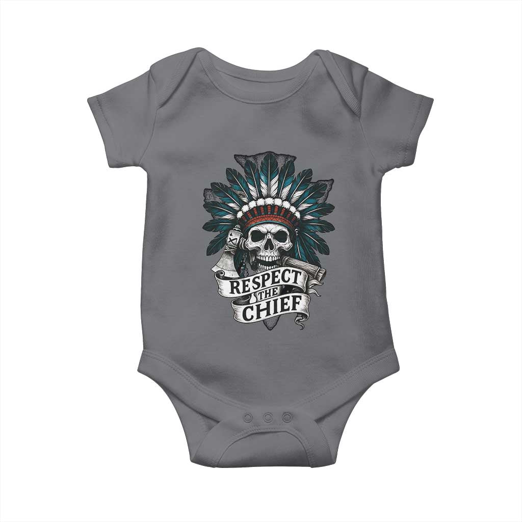 Native American Respect The Chief Baby Onesie Indian Tribal Skull Headdress - Wonder Print Shop