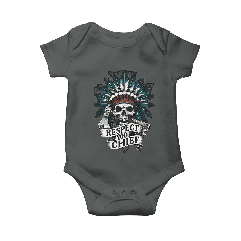 Native American Respect The Chief Baby Onesie Indian Tribal Skull Headdress - Wonder Print Shop