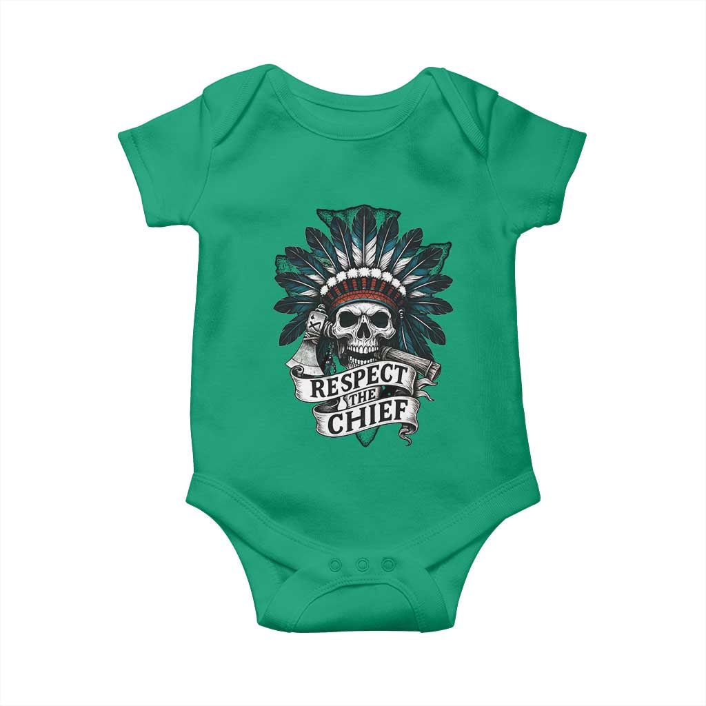 Native American Respect The Chief Baby Onesie Indian Tribal Skull Headdress - Wonder Print Shop