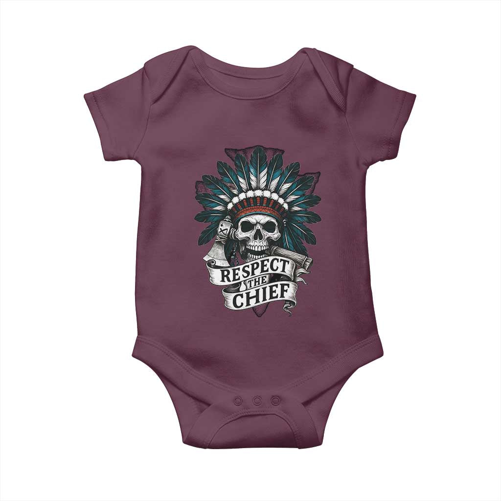 Native American Respect The Chief Baby Onesie Indian Tribal Skull Headdress - Wonder Print Shop