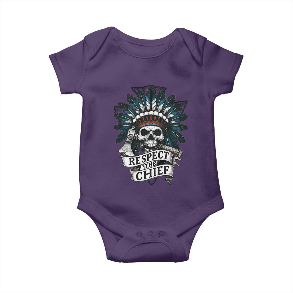 Native American Respect The Chief Baby Onesie Indian Tribal Skull Headdress - Wonder Print Shop