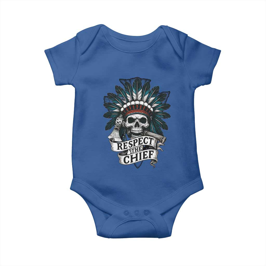 Native American Respect The Chief Baby Onesie Indian Tribal Skull Headdress - Wonder Print Shop