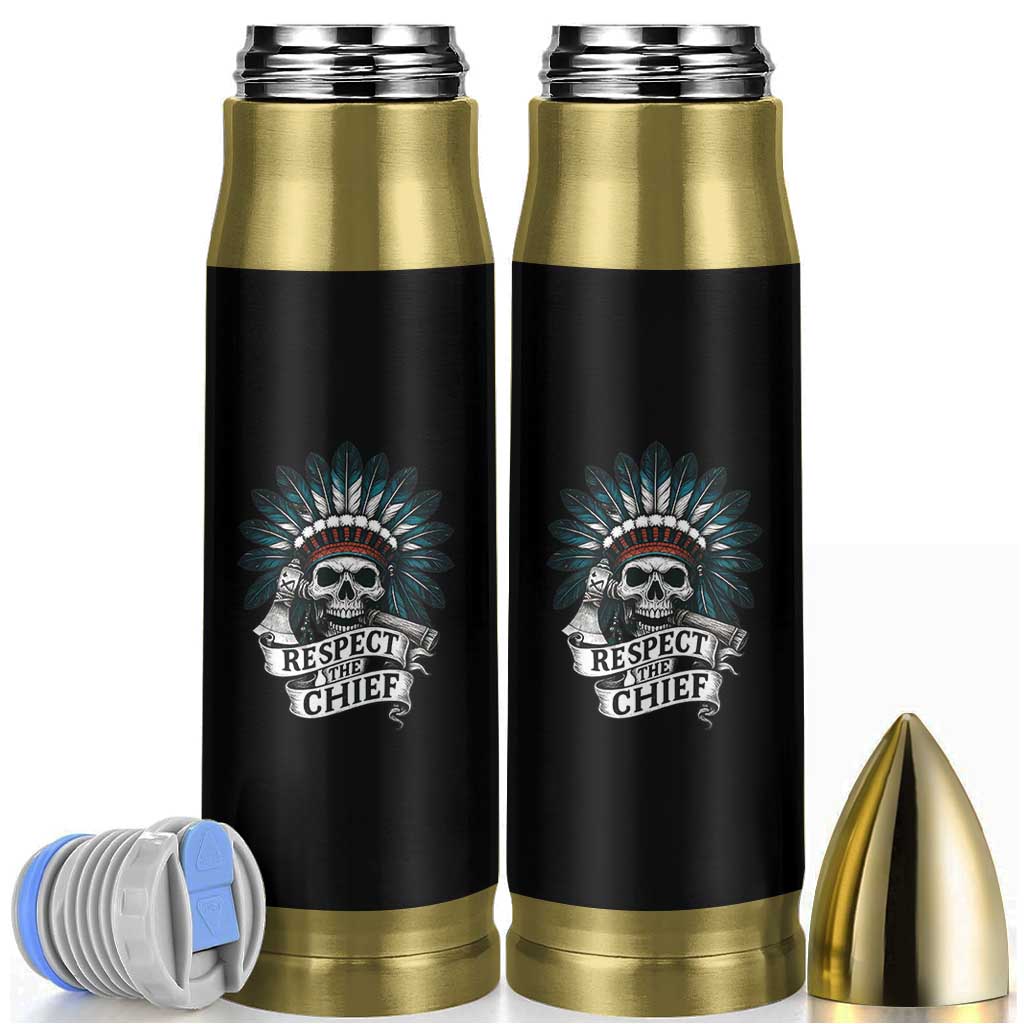 Native American Respect The Chief Bullet Tumbler Indian Tribal Skull Headdress - Wonder Print Shop