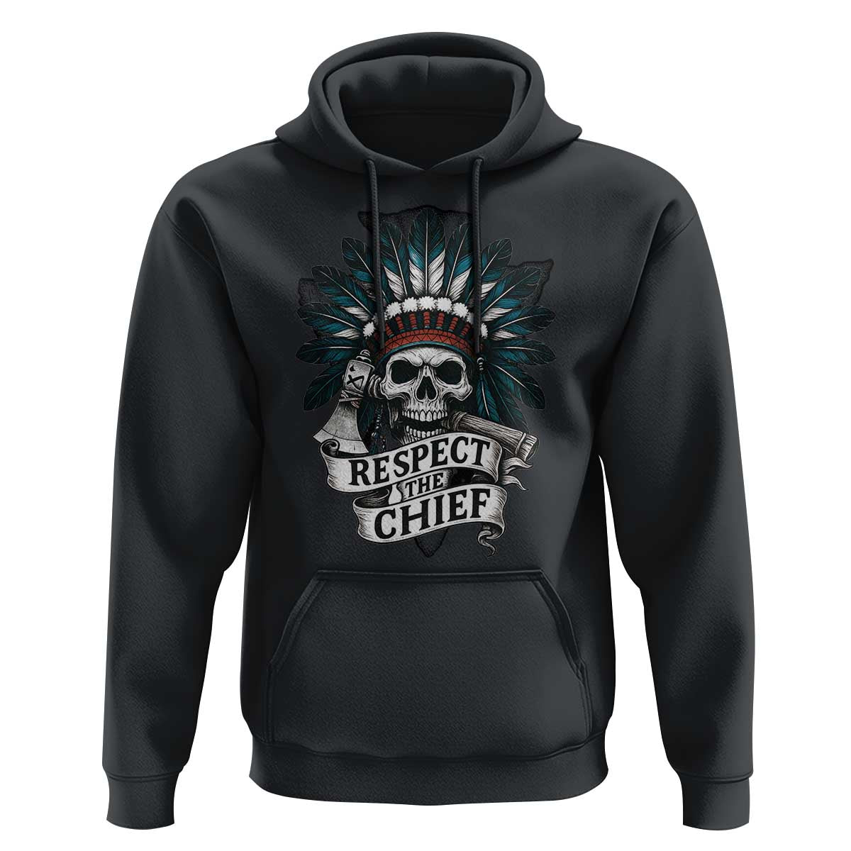 Native American Respect The Chief Hoodie Indian Tribal Skull Headdress - Wonder Print Shop